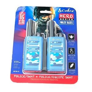 Cobra Hero Series Police/Swat Blue Camo Walkie Talkies Up to 16 Mile Range (NIB)